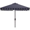 Safavieh Outdoor Elegant Valance White and Black 7’6″ Square UV Protected Umbrella, White/Black(Navy/White)