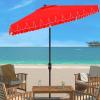 Safavieh Outdoor Elegant Valance White and Black 7’6″ Square UV Protected Umbrella, White/Black(Red)