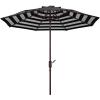 Safavieh PAT8007A Collection Athens Inside Out Striped 9Ft Crank Outdoor Auto Tilt Umbrella(Black)