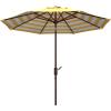 Safavieh PAT8007A Collection Athens Inside Out Striped 9Ft Crank Outdoor Auto Tilt Umbrella(Yellow)