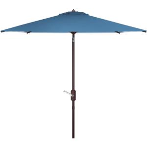 SAFAVIEH 7.5ft Outdoor Patio Umbrella, Square, Athens Collection, Beige & White, Auto Crank Tilt, UV Resistant for Deck, Backyard, Poolside (PAT8407B)(Baby Blue/White)