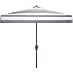 SAFAVIEH 7.5ft Outdoor Patio Umbrella, Square, Elsa Collection, Black & White Stripe, Auto Crank Tilt, UV Resistant for Deck, Backyard, Poolside (PAT8403A)(Black / White)