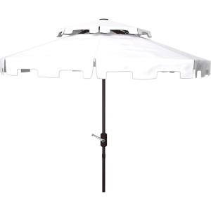 SAFAVIEH 9ft Outdoor Patio Umbrella, Double Top, Zimmerman Collection, Black & White, Crank, Button Tilt, UV Resistant for Deck, Backyard, Poolside (PAT8200H)(White)