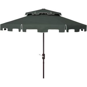 SAFAVIEH 9ft Outdoor Patio Umbrella, Double Top, Zimmerman Collection, Black & White, Crank, Button Tilt, UV Resistant for Deck, Backyard, Poolside (PAT8200H)(Dark Green)