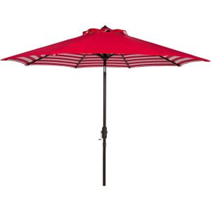 SAFAVIEH Outdoor Athens 11-Foot Round Crank UV Protected Umbrella(Red)