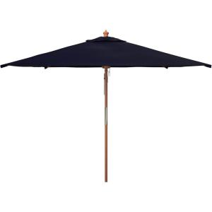 SAFAVIEH Outdoor Collection 7.5FT Square Wooden Pulley Market Umbrella(Navy)
