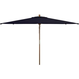 SAFAVIEH Outdoor Collection Aklin 6.5FT x 10FT Rectangle Wooden Pulley Market Umbrella (No Tilt)(Navy)