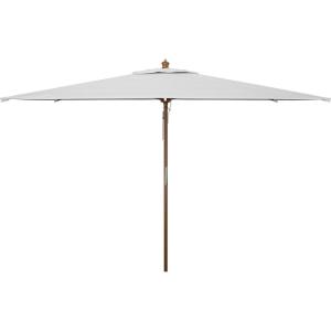 SAFAVIEH Outdoor Collection Aklin 6.5FT x 10FT Rectangle Wooden Pulley Market Umbrella (No Tilt)(White)