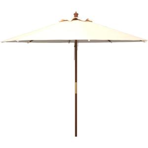 SAFAVIEH Outdoor Collection Cannes White 11-Foot Wooden Pulley Market Umbrella(Beige)