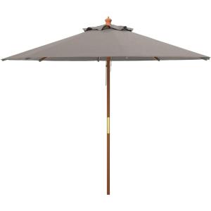 SAFAVIEH Outdoor Collection Cannes White 11-Foot Wooden Pulley Market Umbrella(Gray)