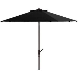 SAFAVIEH Outdoor Collection Herla Auto Tilt Market Umbrella(Black)
