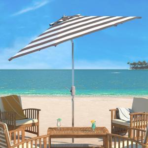 Safavieh Outdoor Collection Iris Fashion Line Auto Tilt 9-inch Umbrella(Grey/White)