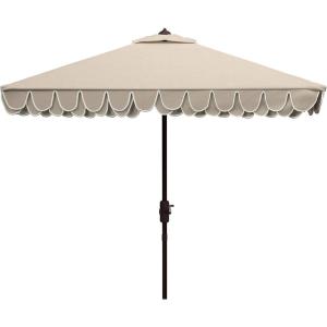 Safavieh Outdoor Elegant Valance White and Black 7’6″ Square UV Protected Umbrella, White/Black(Beige/White)