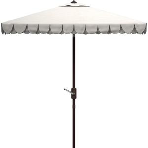 Safavieh Outdoor Elegant Valance White and Black 7’6″ Square UV Protected Umbrella, White/Black(Ivory/Black)