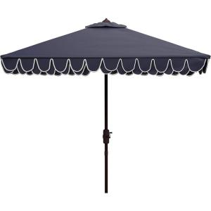 Safavieh Outdoor Elegant Valance White and Black 7’6″ Square UV Protected Umbrella, White/Black(Navy/White)