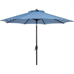 Safavieh PAT8007A Collection Athens Inside Out Striped 9Ft Crank Outdoor Auto Tilt Umbrella(Baby Blue/White)