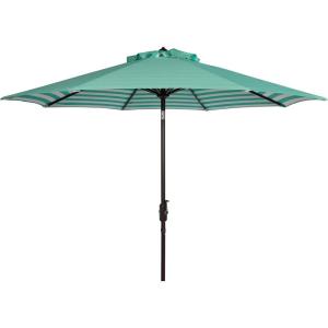 Safavieh PAT8007A Collection Athens Inside Out Striped 9Ft Crank Outdoor Auto Tilt Umbrella(Green)