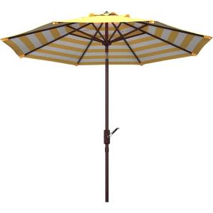 Safavieh PAT8007A Collection Athens Inside Out Striped 9Ft Crank Outdoor Auto Tilt Umbrella(Yellow)