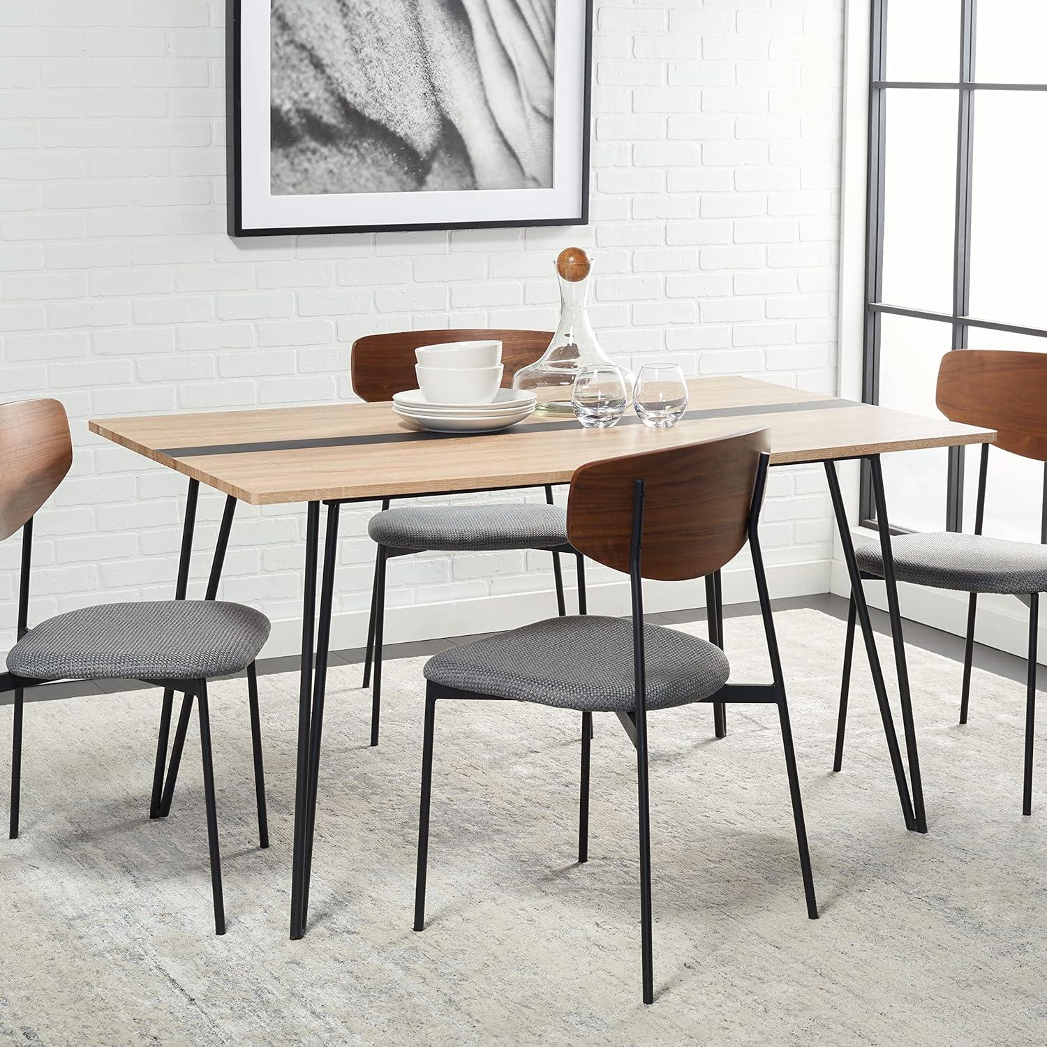 image:imageSAFAVIEH Home Collection Alarick MidCentury Modern NaturalBlack Hairpin Leg Dining Table