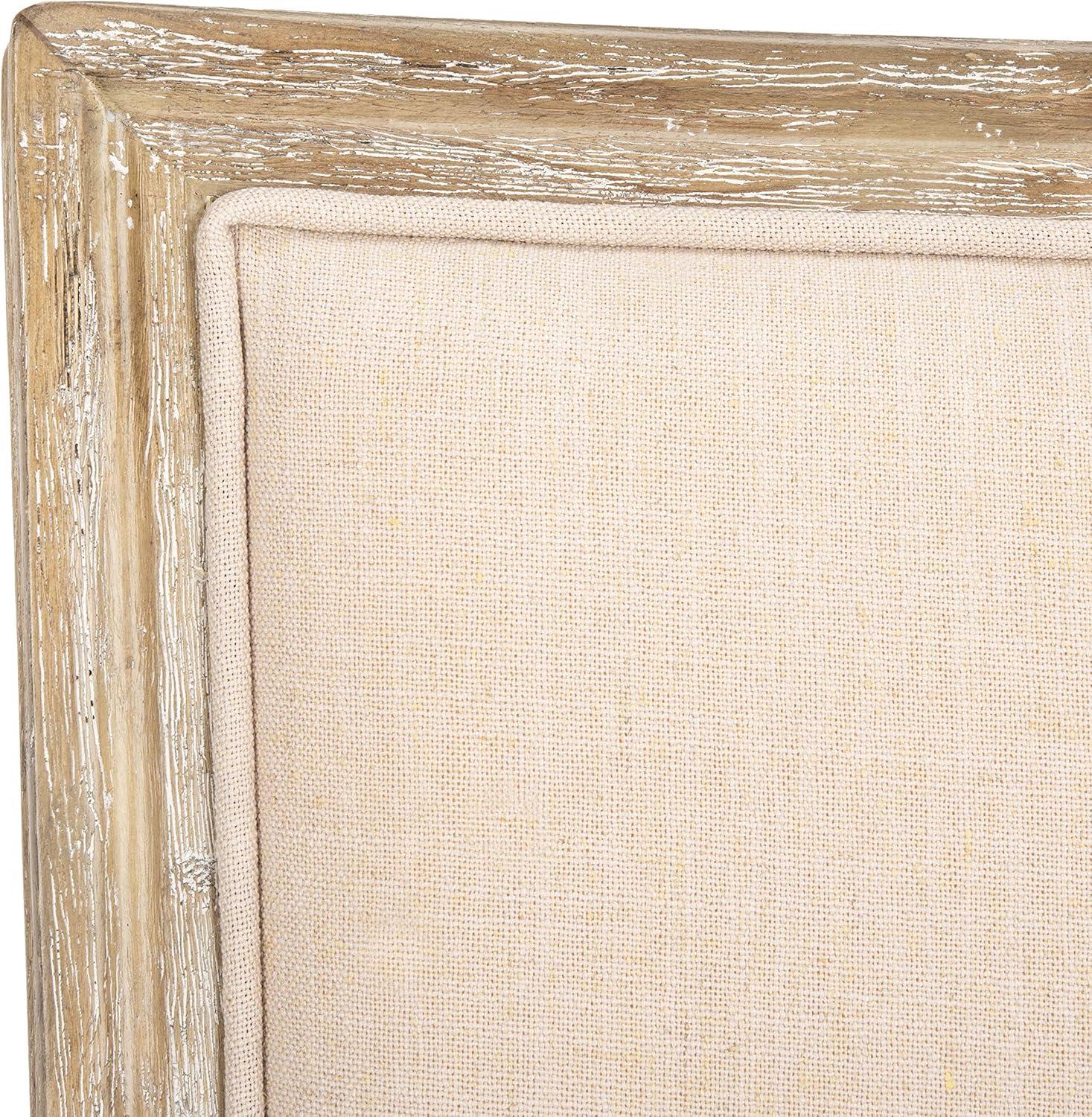 image:imageSAFAVIEH Home Collection Buchanan French Brasserie Linen Side ChairBeige Rustic Oak