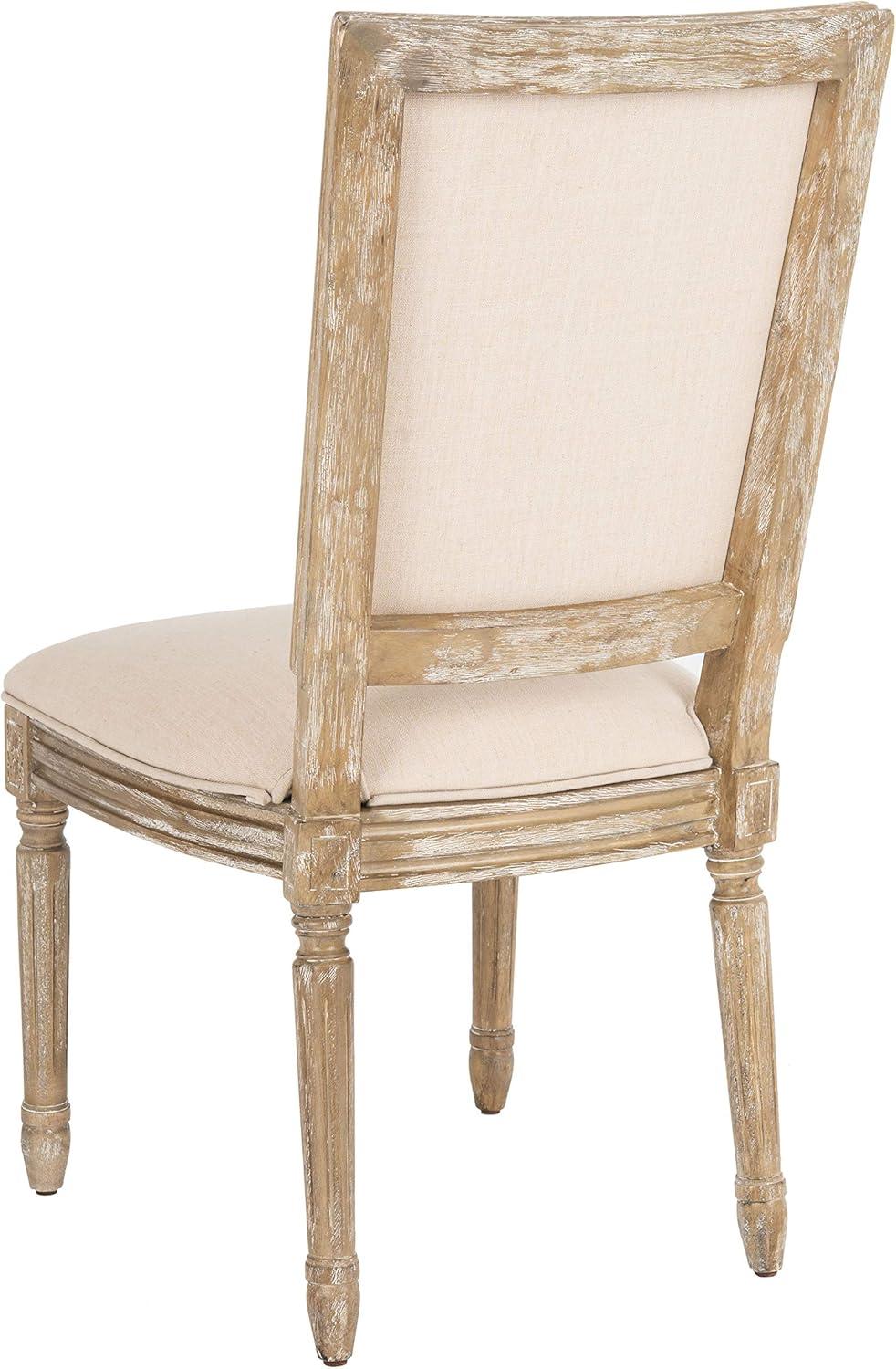 image:imageSAFAVIEH Home Collection Buchanan French Brasserie Linen Side ChairBeige Rustic Oak