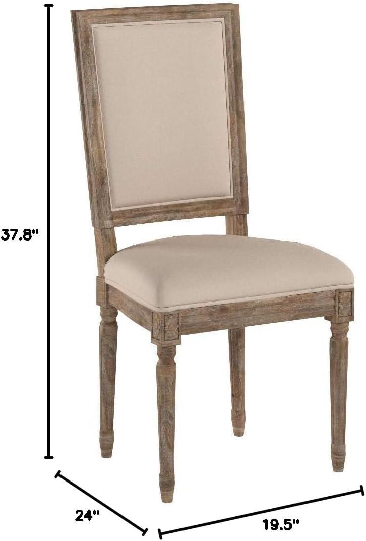 image:imageSAFAVIEH Home Collection Buchanan French Brasserie Linen Side ChairBeige Rustic Oak