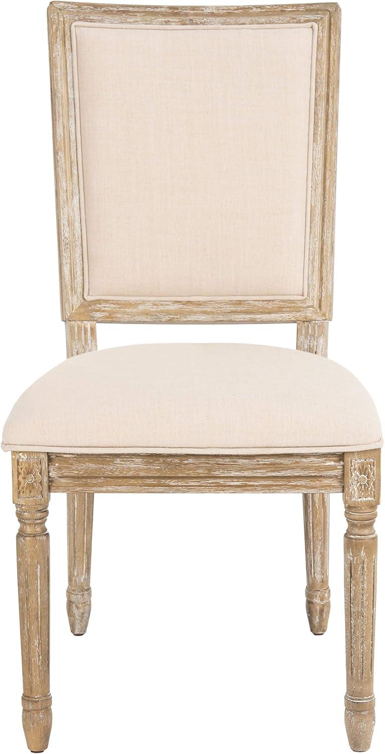 image:imageSAFAVIEH Home Collection Buchanan French Brasserie Linen Side ChairBeige Rustic Oak