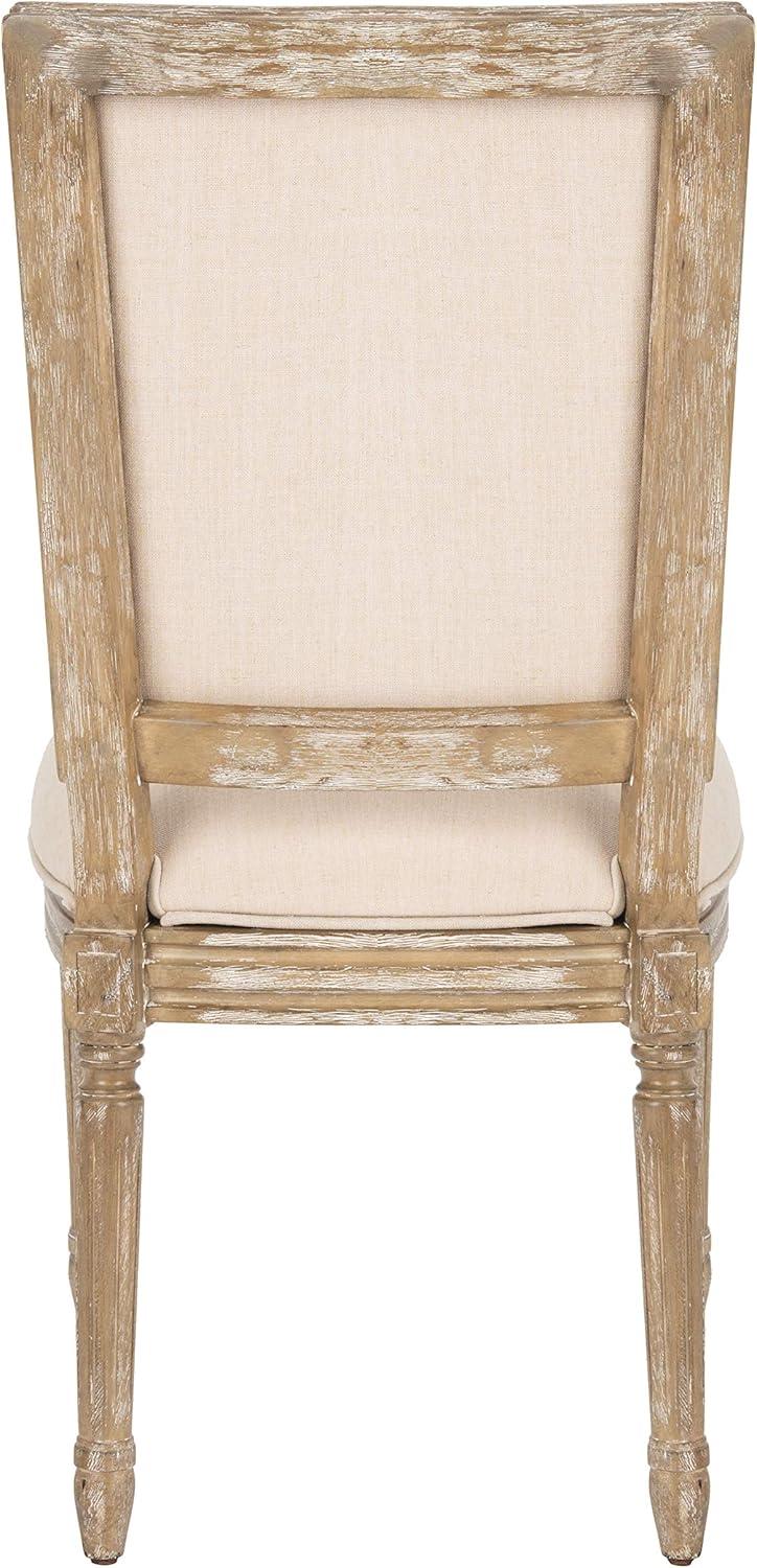 image:imageSAFAVIEH Home Collection Buchanan French Brasserie Linen Side ChairBeige Rustic Oak