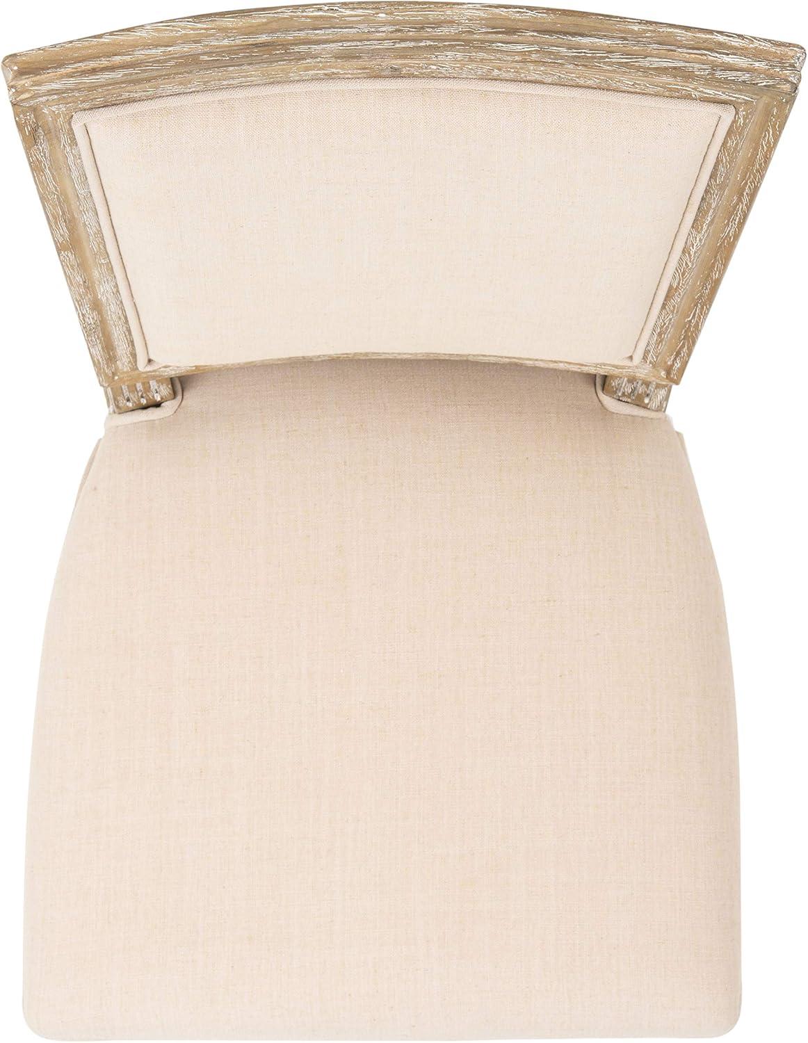 image:imageSAFAVIEH Home Collection Buchanan French Brasserie Linen Side ChairBeige Rustic Oak