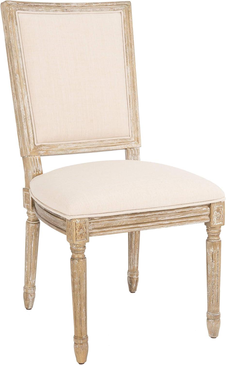 image:imageSAFAVIEH Home Collection Buchanan French Brasserie Linen Side ChairBeige Rustic Oak