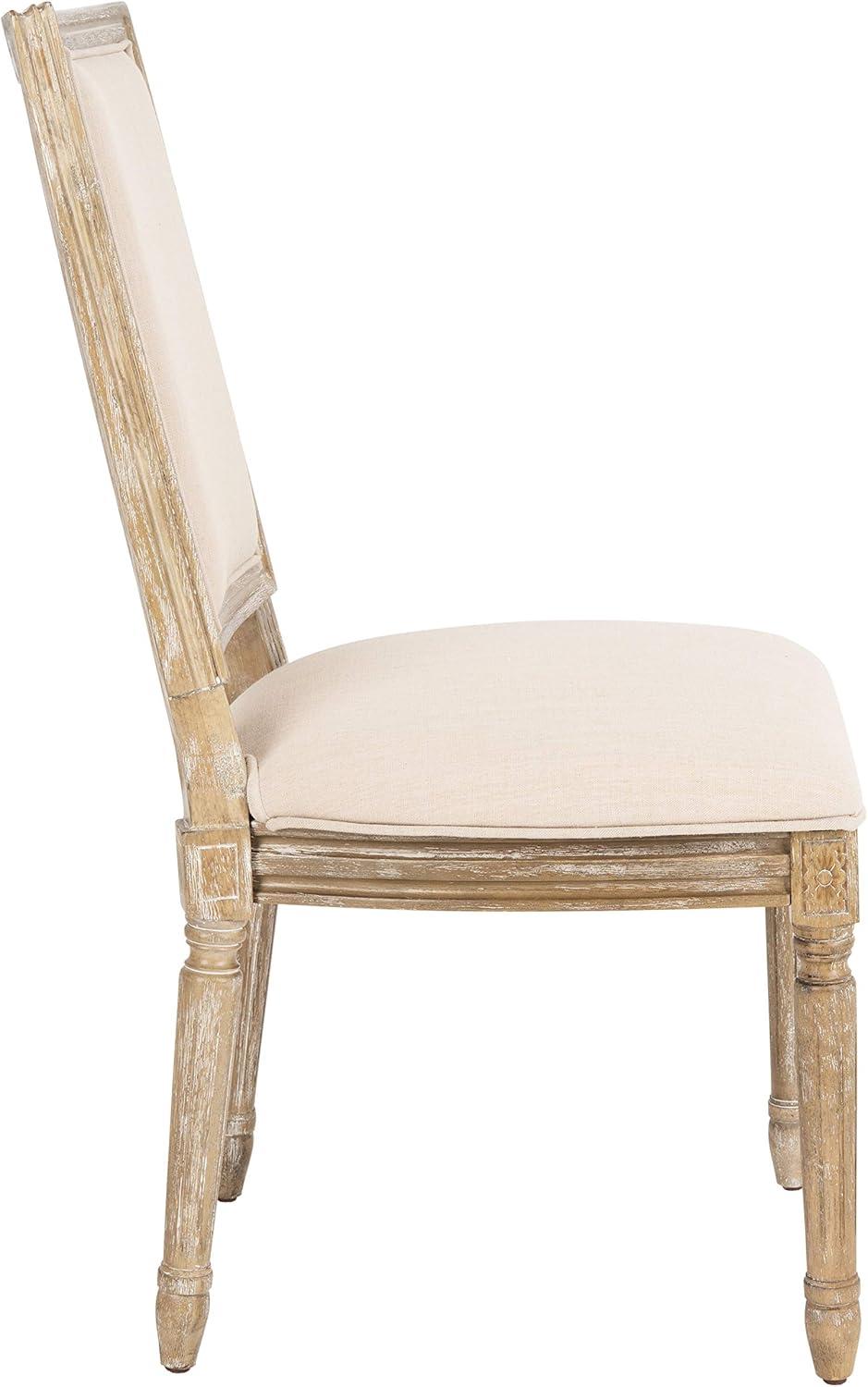 image:imageSAFAVIEH Home Collection Buchanan French Brasserie Linen Side ChairBeige Rustic Oak