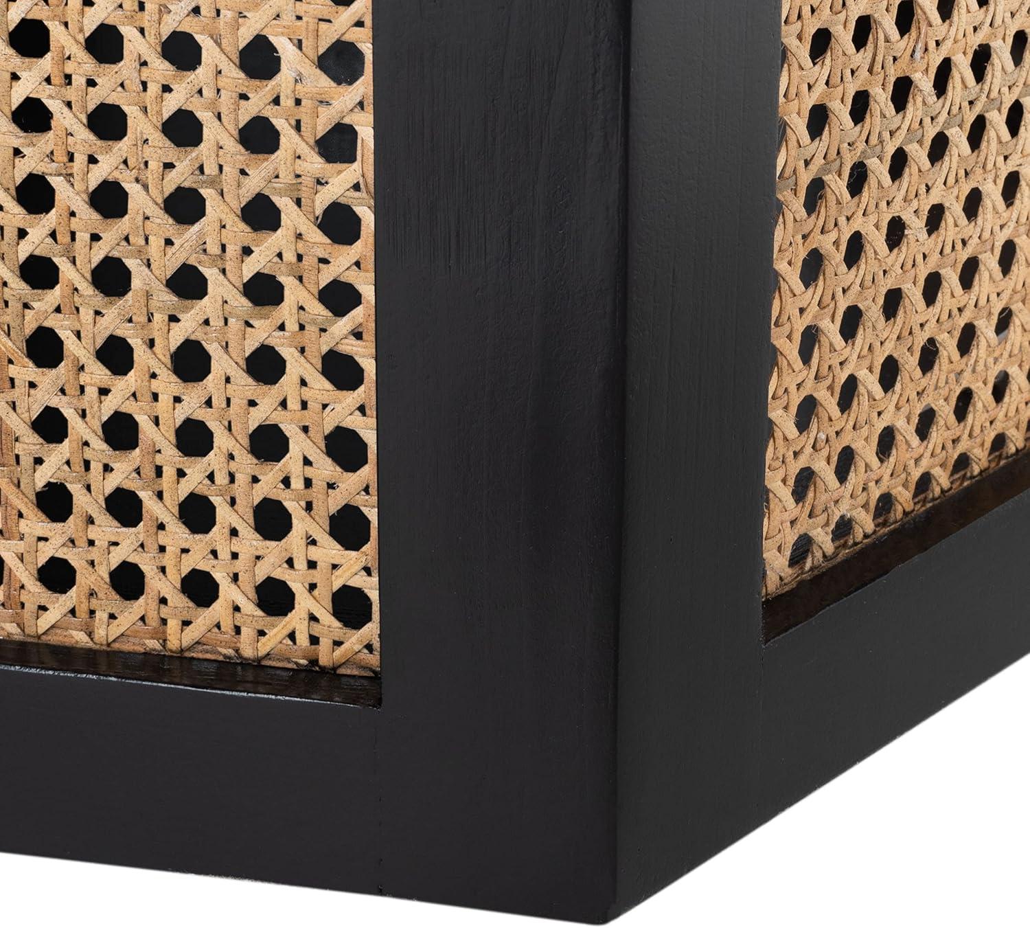 image:imageSAFAVIEH Home Collection Danez Faux Marble TopNatural Cane Round Dining TableBlackNatural