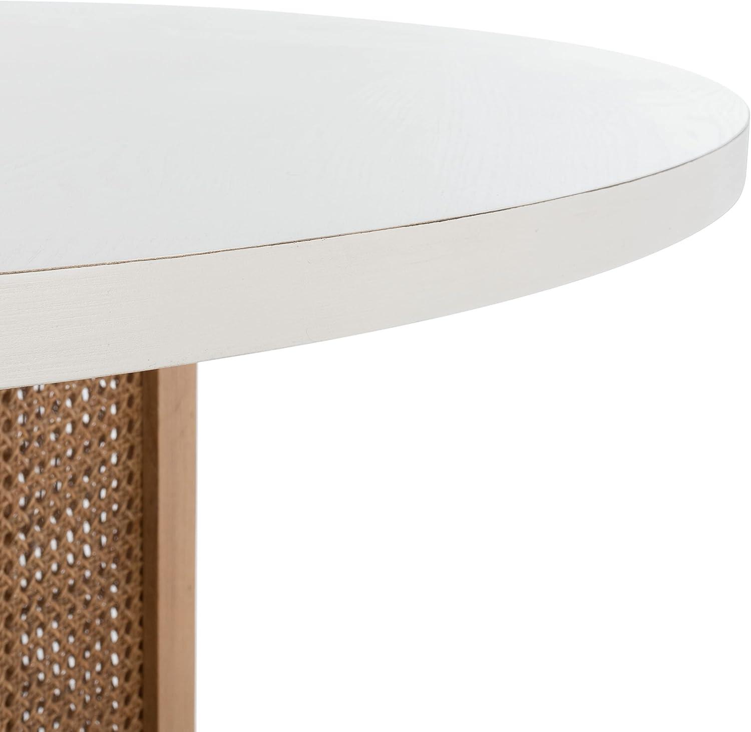 image:imageSAFAVIEH Home Collection Danez Faux Marble TopNatural Cane Round Dining TableWhiteNatural
