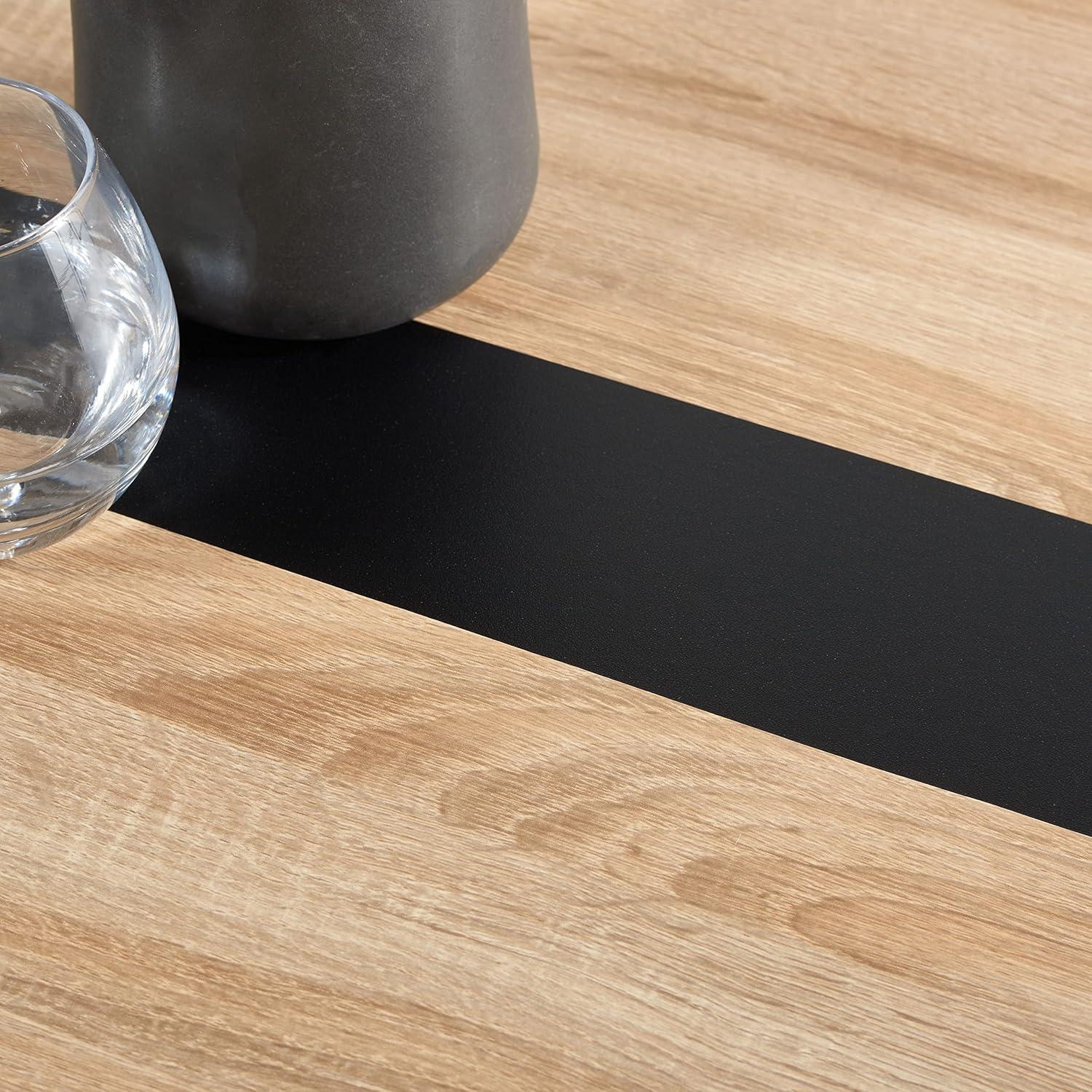 image:imageSAFAVIEH Home Collection Leith MidCentury Scandinavian NaturalBlack Stripe Rectangle Dining Table