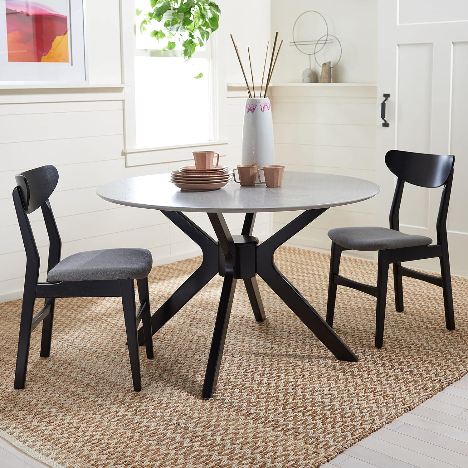 image:imageSAFAVIEH Home Collection Nicolai Matte Black Round Dining Room Table DTB1405ADark Grey Black