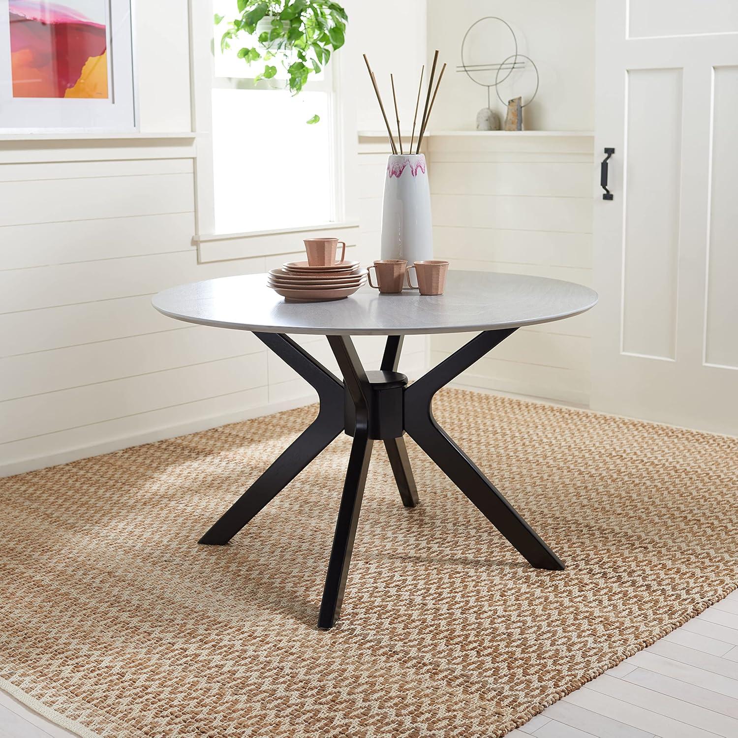 image:imageSAFAVIEH Home Collection Nicolai Matte Black Round Dining Room Table DTB1405ADark Grey Black