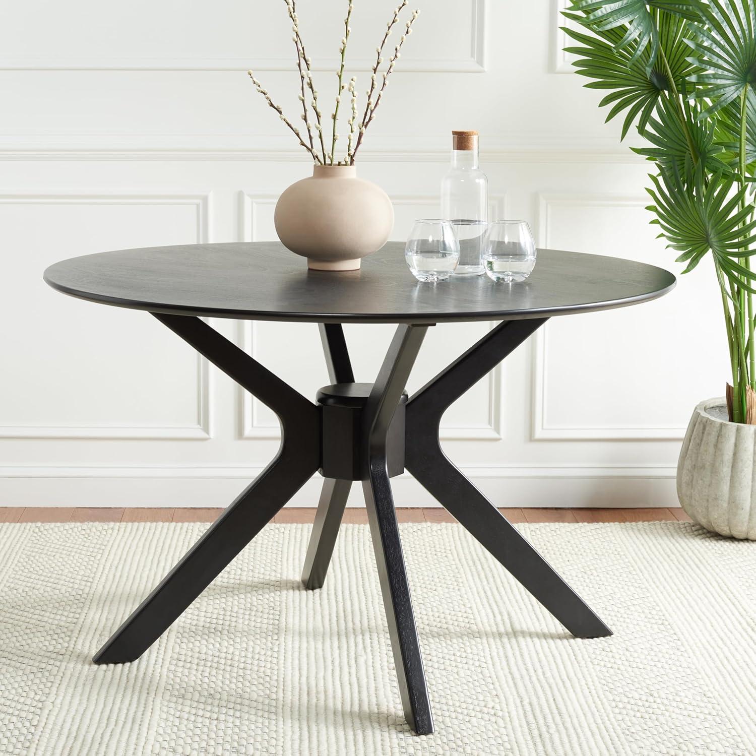 image:imageSAFAVIEH Home Collection Nicolai Matte Black Round Dining Room Table DTB1405AMatte Black