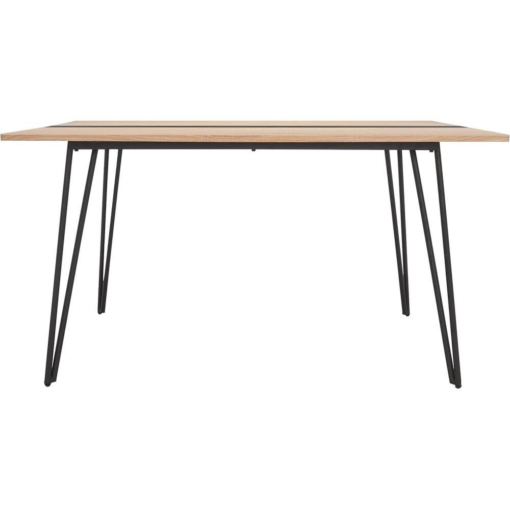 image:imageSAFAVIEH Home Collection Alarick MidCentury Modern NaturalBlack Hairpin Leg Dining Table