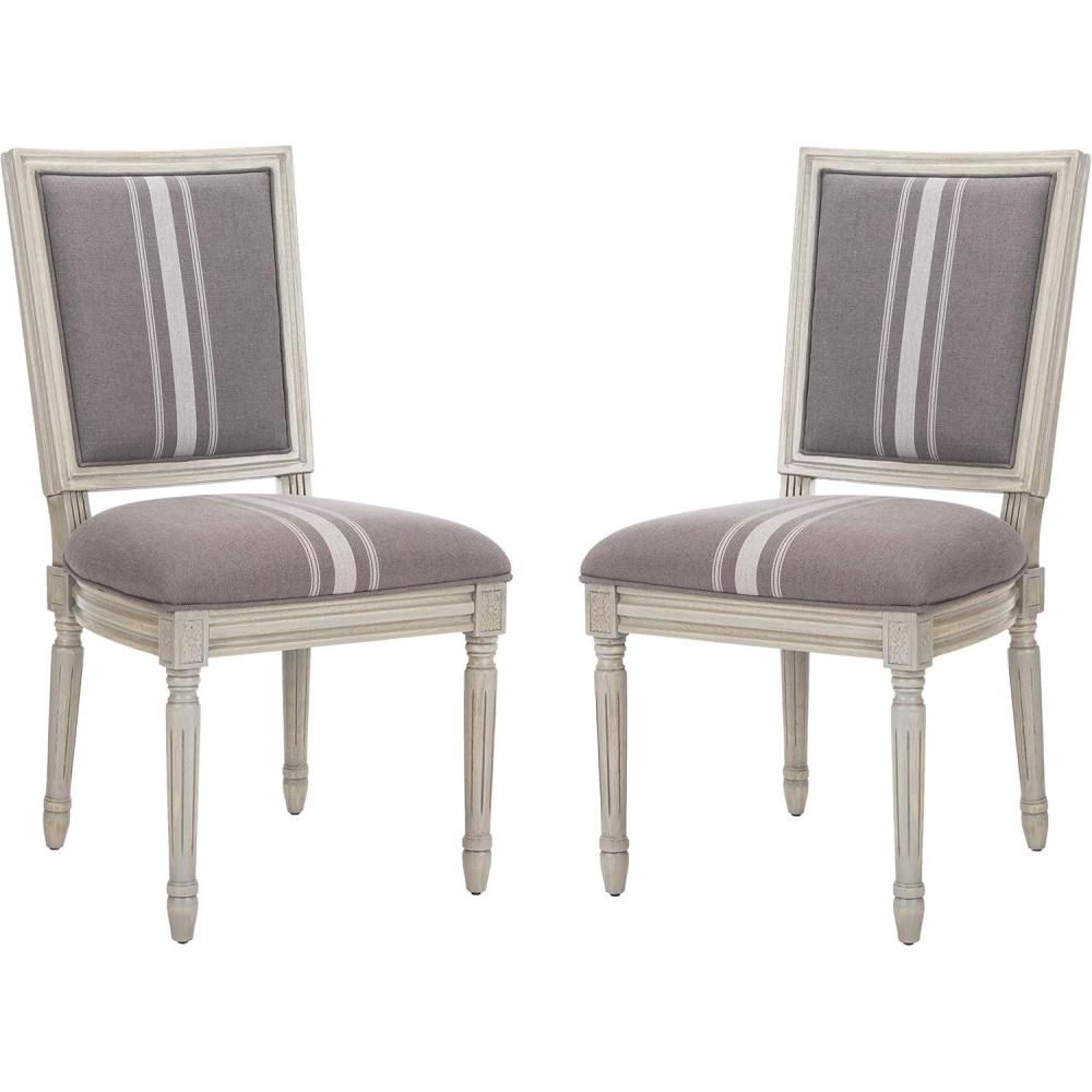 image:imageSAFAVIEH Home Collection Buchanan French Brasserie Linen Side ChairGrey Beige