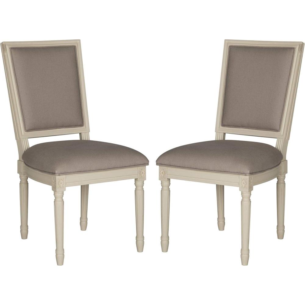 image:imageSAFAVIEH Home Collection Buchanan French Brasserie Linen Side ChairTaupe  Cream