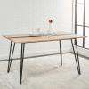 SAFAVIEH Home Collection Alarick Mid-Century Modern Natural/Black Hairpin Leg Dining Table