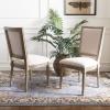 SAFAVIEH Home Collection Buchanan French Brasserie Linen Side Chair(Beige / Rustic Oak)