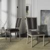 SAFAVIEH Home Collection Buchanan French Brasserie Linen Side Chair(Grey / Beige)