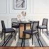 SAFAVIEH Home Collection Danez Faux Marble Top/Natural Cane Round Dining Table(Black/Natural)
