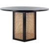 SAFAVIEH Home Collection Danez Faux Marble Top/Natural Cane Round Dining Table(Black/Natural)