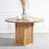SAFAVIEH Home Collection Danez Faux Marble Top/Natural Cane Round Dining Table(Natural)