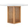 SAFAVIEH Home Collection Danez Faux Marble Top/Natural Cane Round Dining Table(White Faux Marble/Natural)