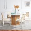 SAFAVIEH Home Collection Danez Faux Marble Top/Natural Cane Round Dining Table(White/Natural)