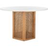 SAFAVIEH Home Collection Danez Faux Marble Top/Natural Cane Round Dining Table(White/Natural)