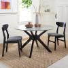 SAFAVIEH Home Collection Nicolai Matte Black Round Dining Room Table DTB1405A(Dark Grey / Black)